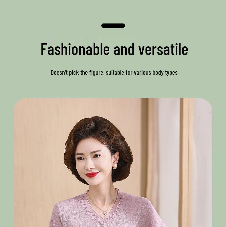 Mom's Summer Ice Silk Short-Sleeve T-shirt for Women 50+