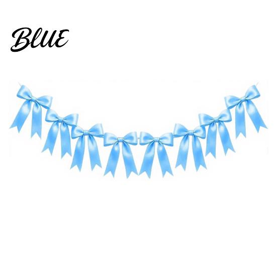 Valentine Day Backdrop Hanging Bunting Bow Pre-Strung Garland Decor 6.7FT Satin Ribbon Banner Decorations Photo Props for Birthday Baby