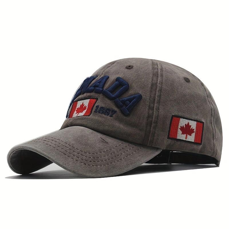 Cross-border vintage washed embroidered letter maple leaf baseball cap, soft-top sunshade adjustable baseball cap