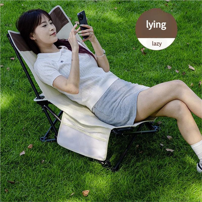 Adjustable Recliner Portable Camping Chair Outdoor Beach Fishing Chair Steel Frame Lightweight Folding Stool