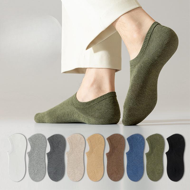 Summer Thin Men's Boat Socks, Anti-pilling and Non-dropping, Solid Color Deodorizing, Sweat-absorbing Invisible Socks, Pure Cotton Socks