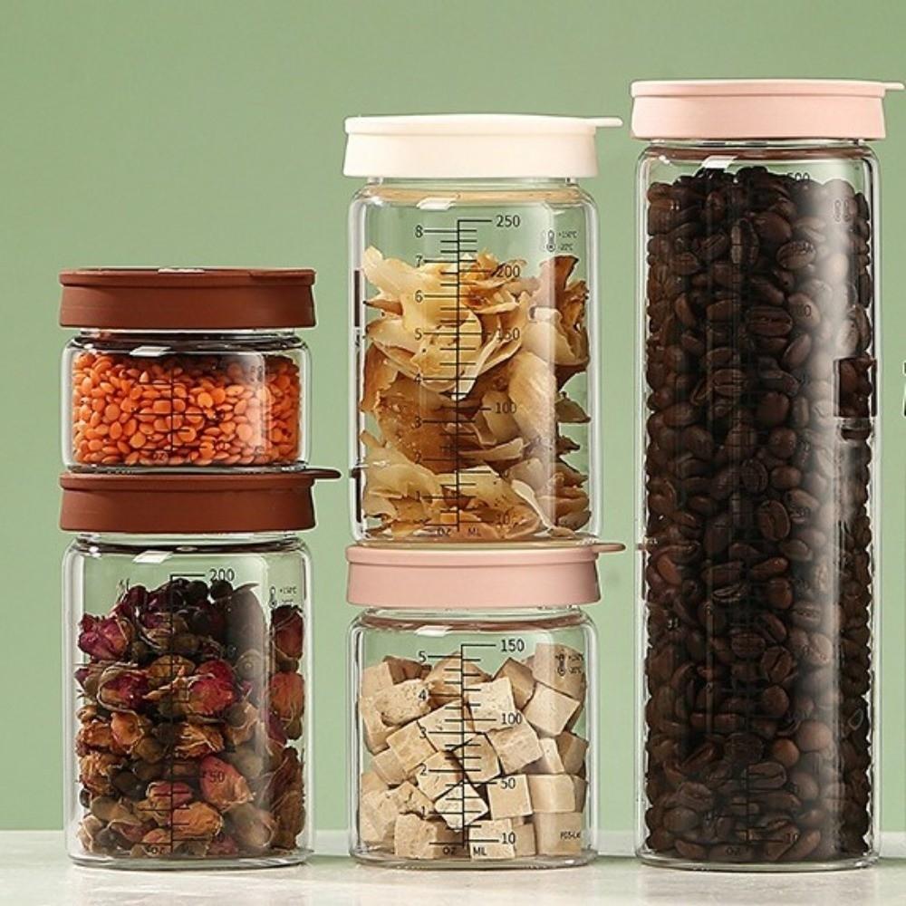 Precision Scale Sealed Container Transparent Airtight Container Glass Storage Containers Tea