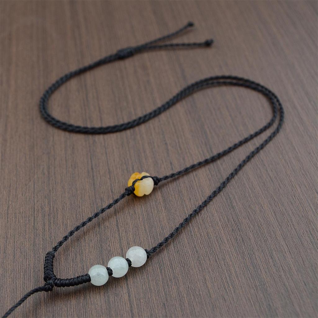 Hand-Woven Adjustable Hetian Jade Pendant Necklace for Women