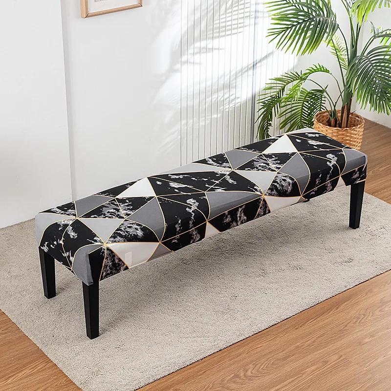 Stretch Piano Stool Covers Floral Printed Long Bench Cover Anti-dirty Ottoman Protector Dining Chair Slipcover Living Room