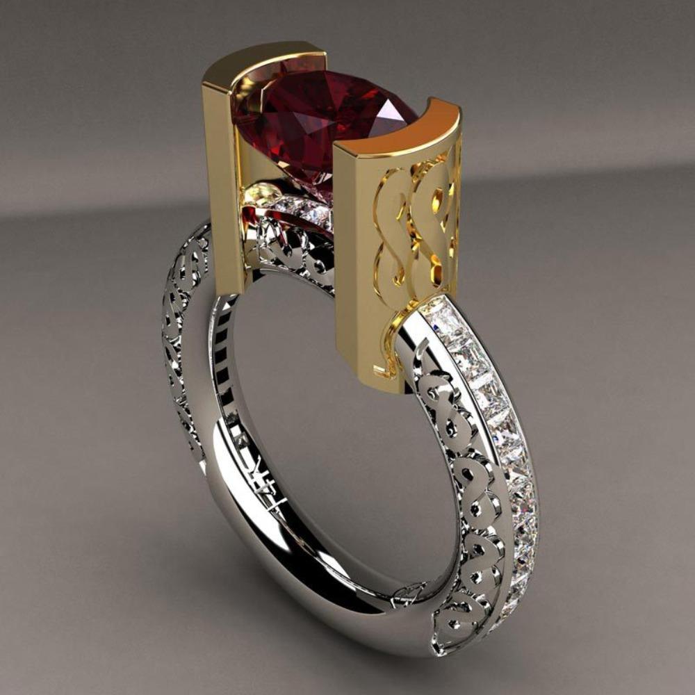 

Elegant Women Rings 18k Gold Plated Simulated Ruby Diamond Wedding Engagement Ring no. 6