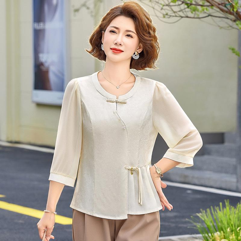 Mom s 2026 Chinese Style Elegant Blouse - Spring/Summer Fashion 5XL