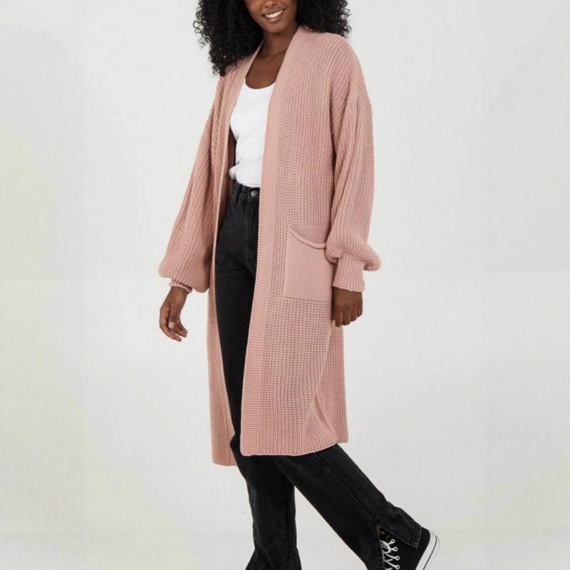 Übergroßer Strick-Cardigan-Pullover mit langen Ärmeln für Damen, Winter, lockere Passform, Übergröße, V-Ausschnitt, offene Vorderseite, langer Mantel