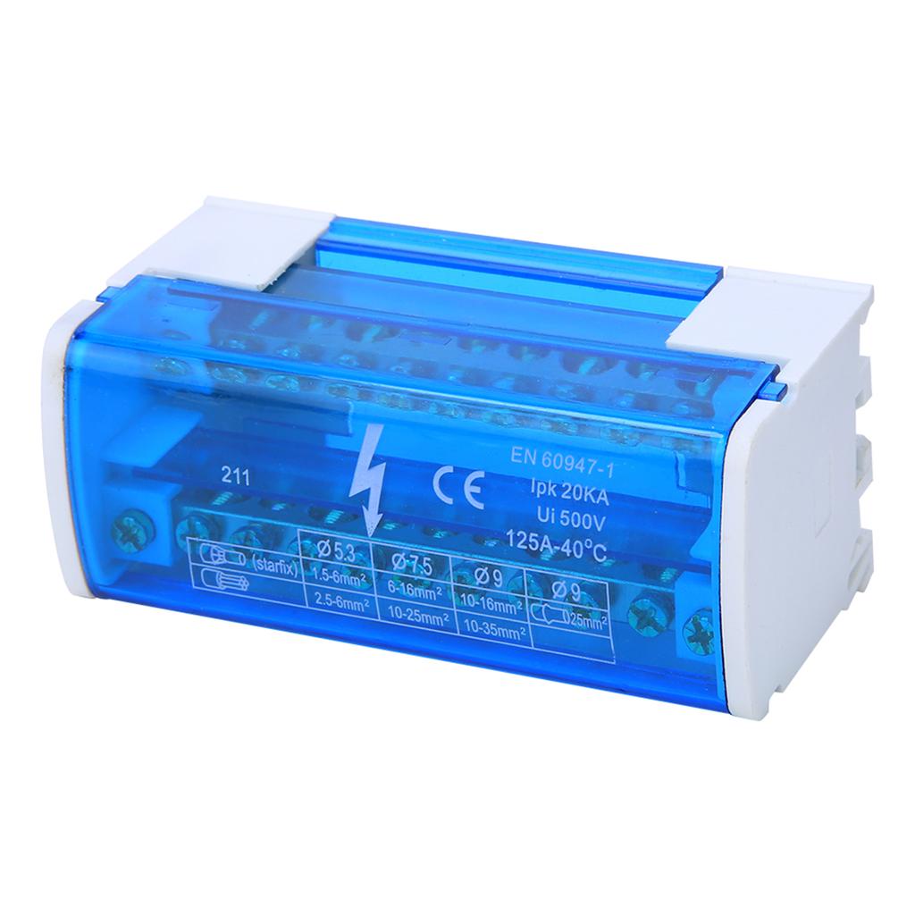 Terminal Distribution Box Din Rail 2-Level Single Phase with Transparent Dust Cover 211