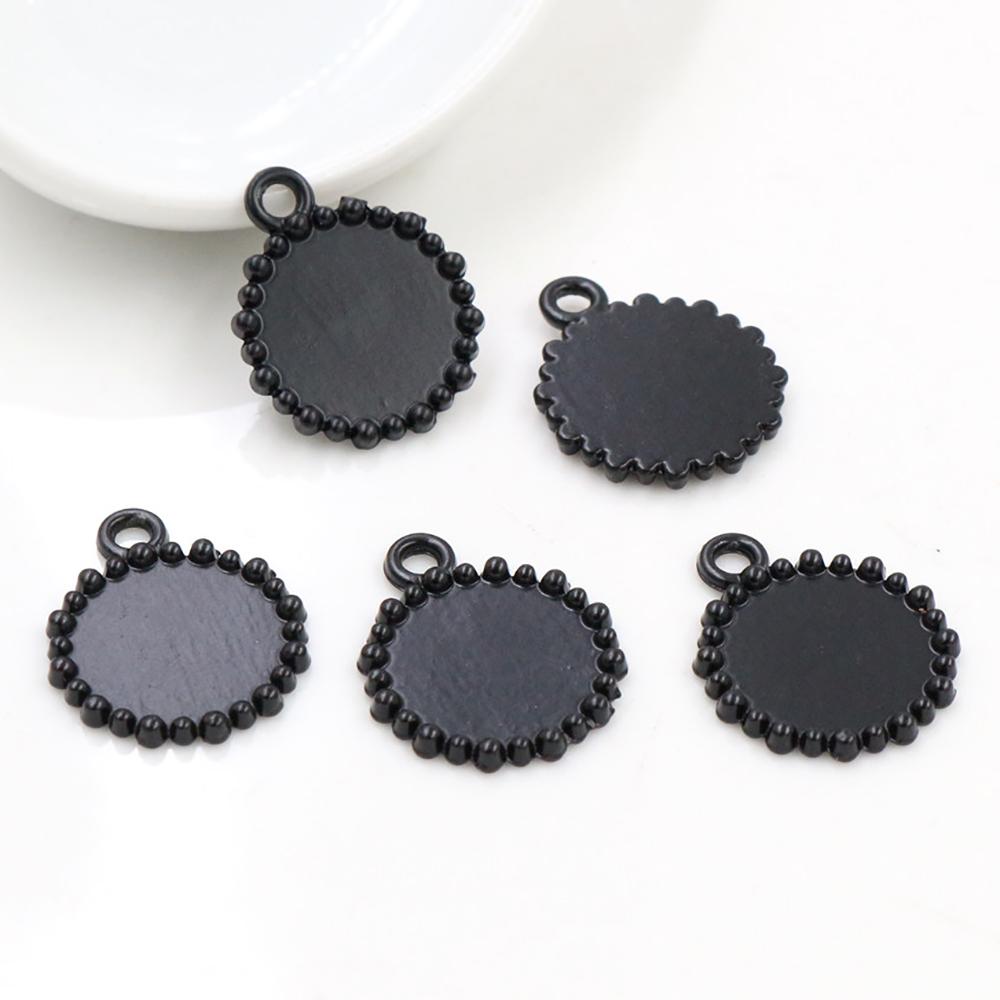 20pcs 12mm Inner Size Antique bronze Black Silver Plated Fashion Style Cabochon Base Cameo Setting Charms Pendant