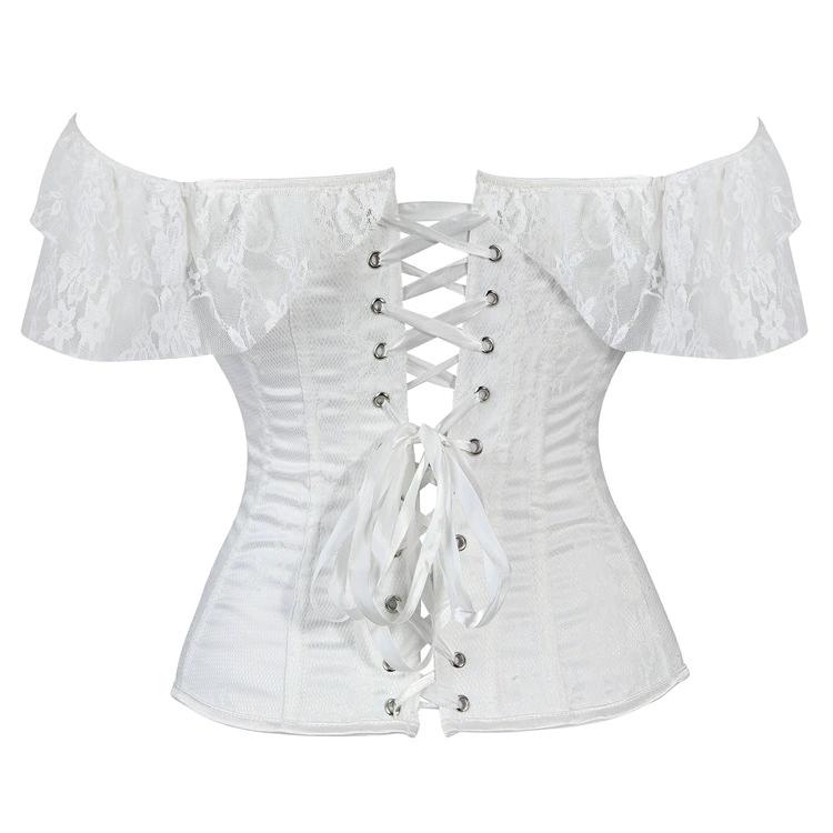 Shaping clothes, one shoulder, lace mesh, short sleeved corset, sexy and fashionable stage performance, shaping top, bone clothes