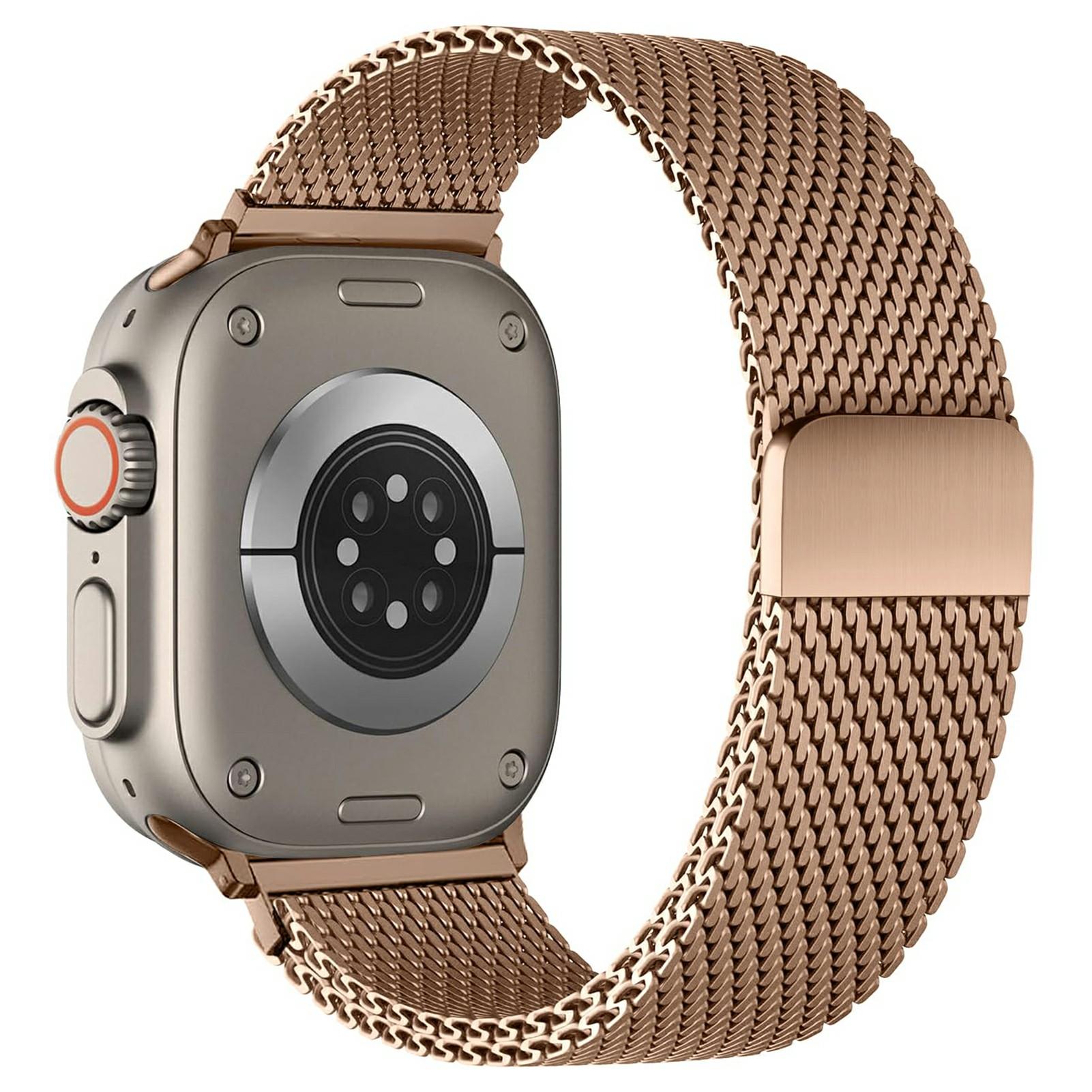 

Thick Mesh Colored Strap for Apple Watch Series 10 Ultra 9 8 7 SE 6 5 4 3 2 1 46mm 49mm 45mm 44mm 42mm Milanese Metal Watch Band Rose Gold