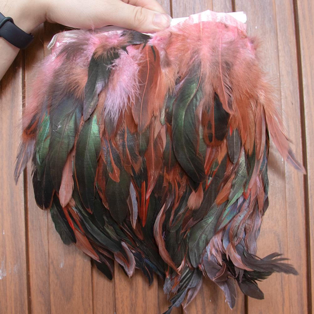 1Meter Colored Rooster Feathers Trims 15-20cm Natural Chicken Feathers Carnival Cosplay Clothing Dress Sewing Plume Decoration