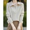 Half Zipper Lapel Pullover Sweater Women's Autumn and Winter New Solid Color Loose Pullover Knitted Sweater