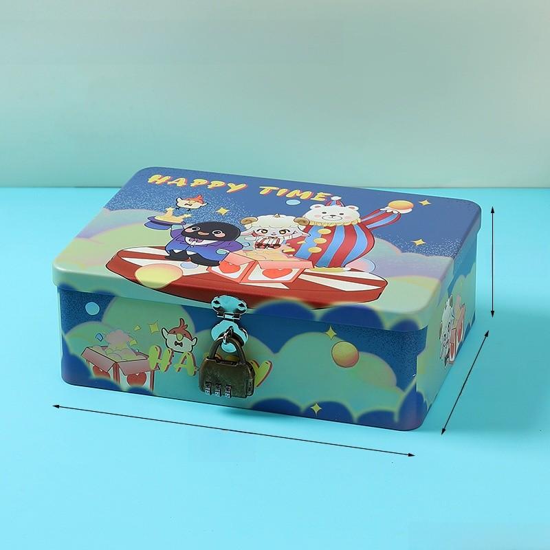 Cartoon Iron Pattern Box For Desk Drawer And Home Office Decoration Storage