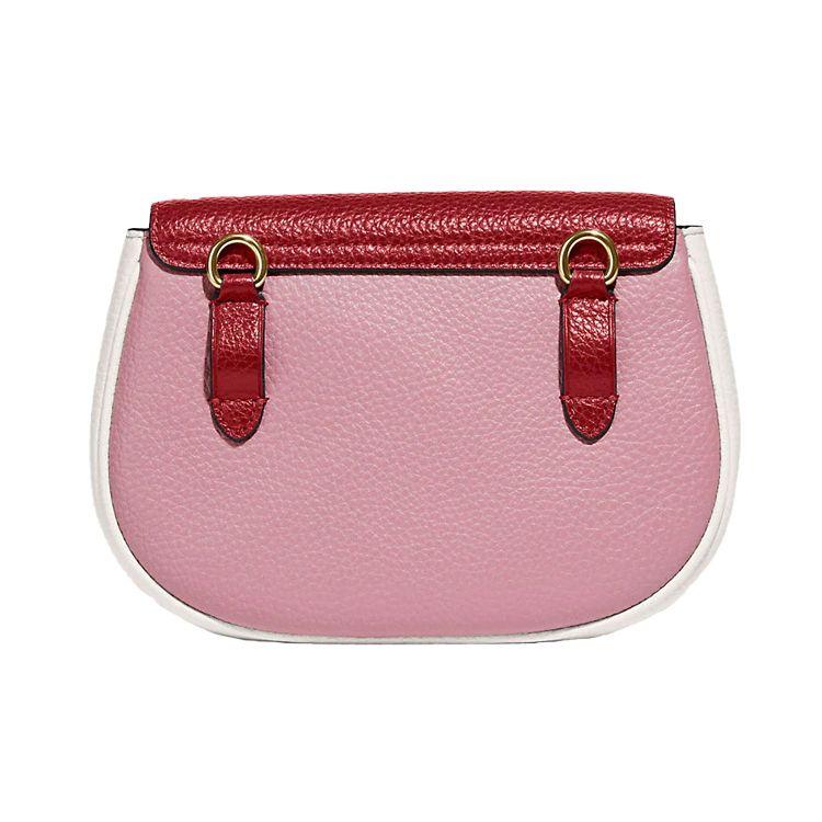 Coach Saddle 19 Color Block Pebble Leather Saddle Bag Women Bags Pink C6951-IMFFL