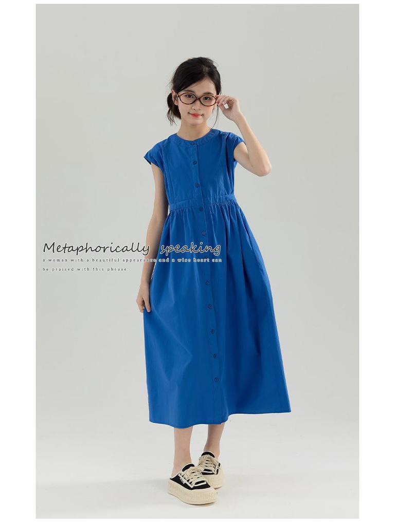 Girls' Stylish Summer Long Dress: Single-Breasted, Parent-Child Matching