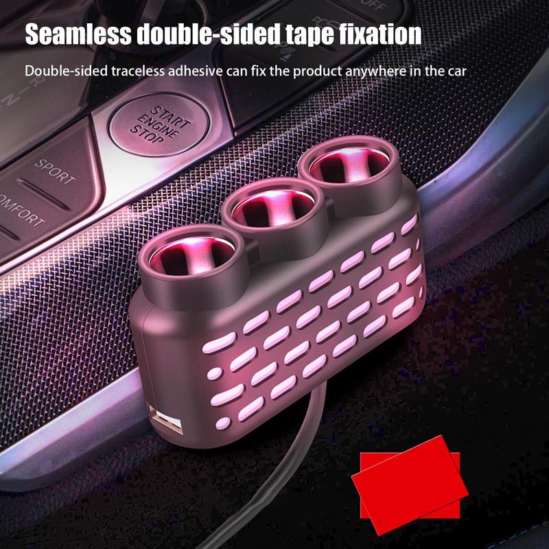 Car Charger Adapter Auto QC3.0 Charger Splitter Dual USB Charging Ports Car Charger Adapter Plug With Multifunctional Lights