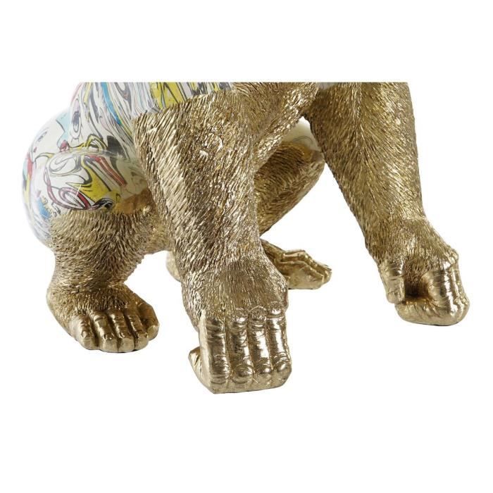 Figurine décorative - Gorille - Résine dorée - Multicouleur - 28,5 x 26,5 x 41 cm