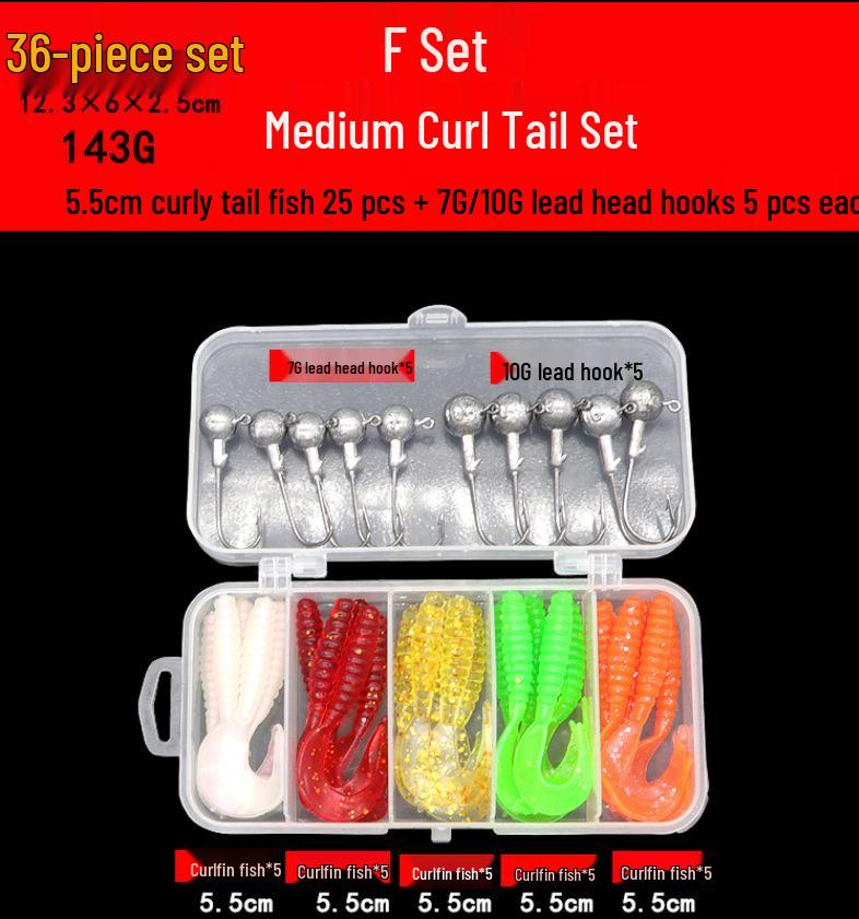 Lure Spinner & Soft Bait Thunder Frog Minnow Hook Combo Set In Box