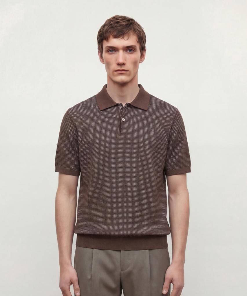 Jilseutyueoteunyuyogmaen Two-Tone Collar Knit - Dark Brown (Jnsw6B502W3)