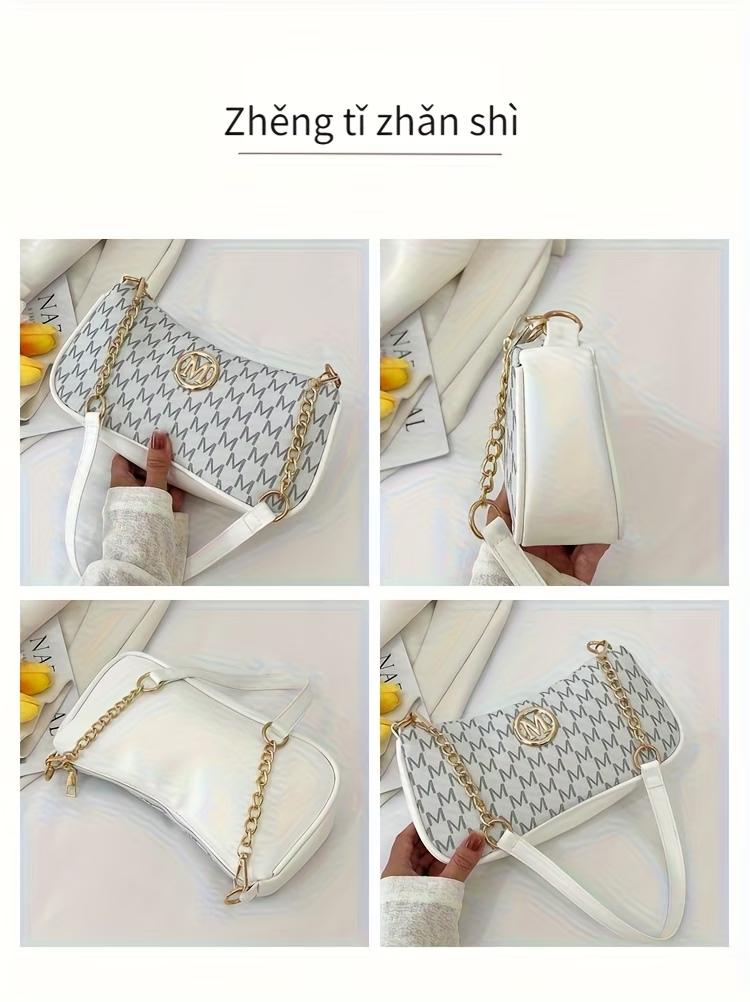 French Retro Underarm Bag for Women, New Model, Letter Print, Small Square Bag, Chain Shoulder Bag, Handbag