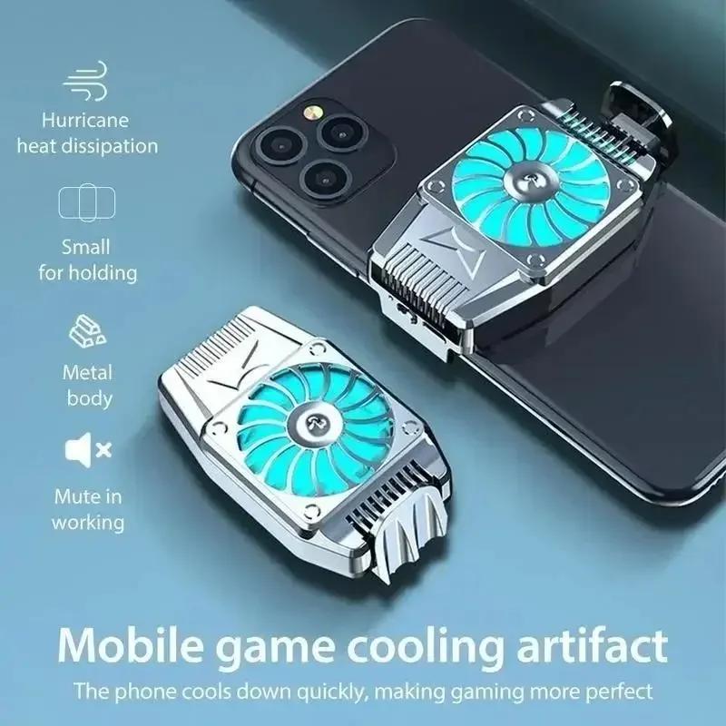 Portable Universal Turbo Hurricane Mobile Phone Cooling Fan, Silent Operation Metal Structures Suitable for iPhone, Samsung