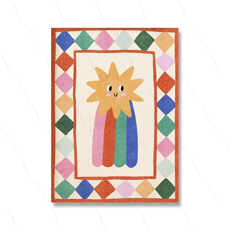 Shooting Heart Print Colorful Star Rainbow Kids Playroom Poster Nursery Toddler Wall Decor Sunshine Quotes Canvas Pictures