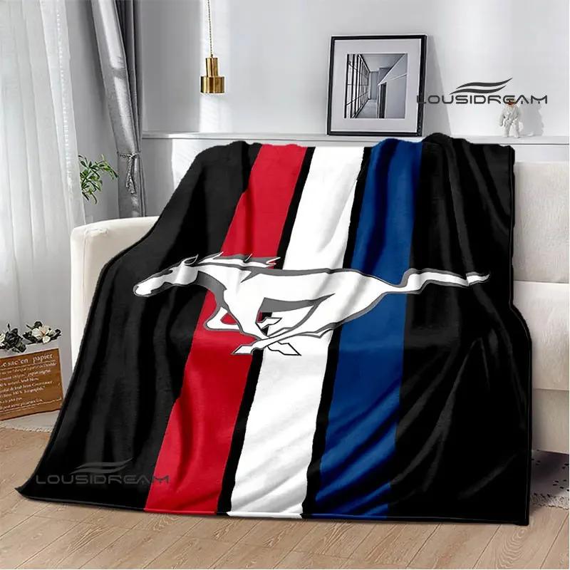 Mustang Car Logo Printed Blanket Flannel Blanket Warm Blanket Blankets for Beds Rainbow Blanket Picnic Blanket Birthday Present