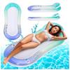 Inflatable Beach Swimming Mattress with Net Rainbow-Blue 153X72