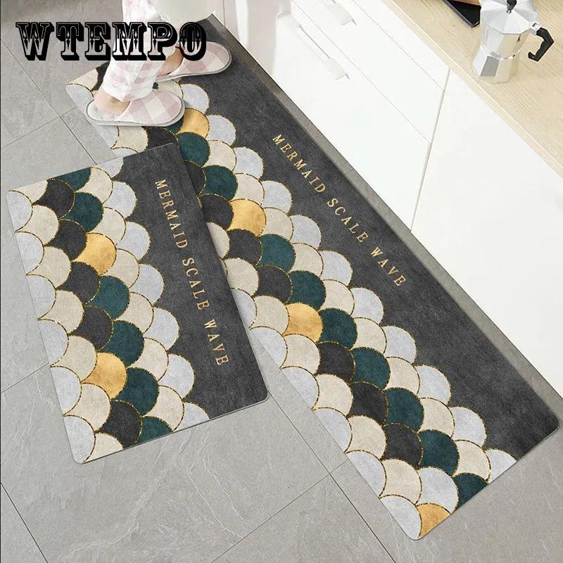 2PCS Kitchen Mats Non-slip Absorbent Door Mats Bedroom Door Mats Bathroom Mats Put Grey Mats Home Door Carpets