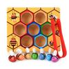 Montessori Early Education Beehive Game Wooden Clamp Bee To Hive Toy  Color Cognition