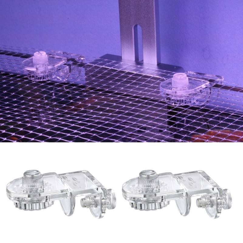 2 Pack Fish for Tank Net Holder Acrylic Anti-Jump Screen Net Clamp Fixed Clip Aquarium Cover Holder Clips Easy to Instal