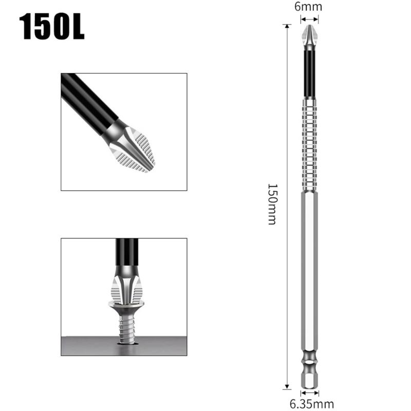 1Piece Nonslip 5A Crosses Head Screwdriver Bits Alloy Steel Magnetic Impact Driver Bits for Home & Professional Use