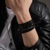 Vnox Mix 4Pcs/ Set Braided Wrap Leather Bracelets for Men Women Vintage Wooden Beads Ethnic Tribal Wristbands Bracelet Rudder