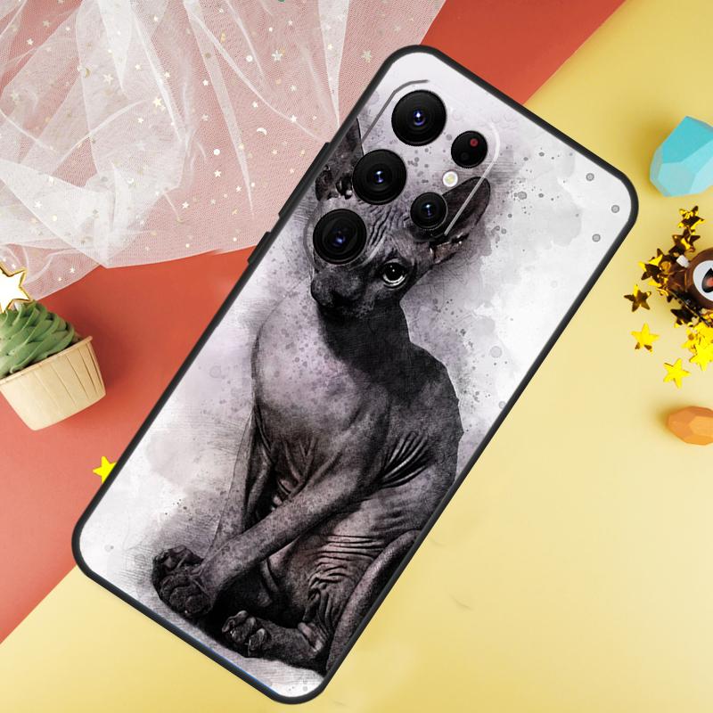 Sphinx Cat Case For Samsung Galaxy S24 S23 S22 Ultra S21 S20 FE Note 20 Note 10 S8 S9 S10 Plus Cover