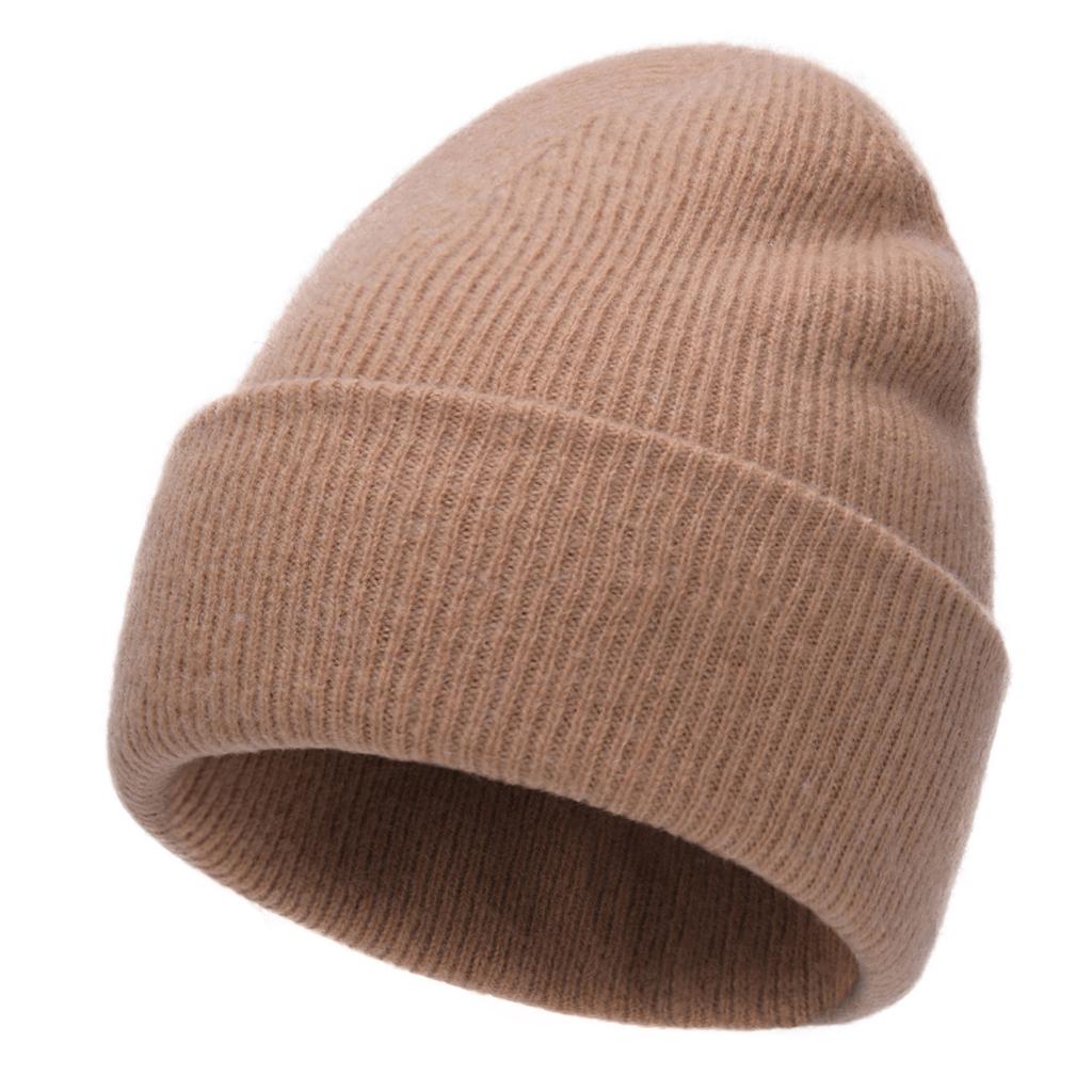 % Merino Wool Knitted Hat Solid Color Soft Waxy Flipped Brim Warm Men's and Women's Casual Versatile Wool Hat