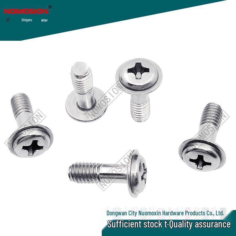 304 Stainless Steel Phillips Pan Head Machine Screw with Collar & Washer, PWM4*12, Half-Thread