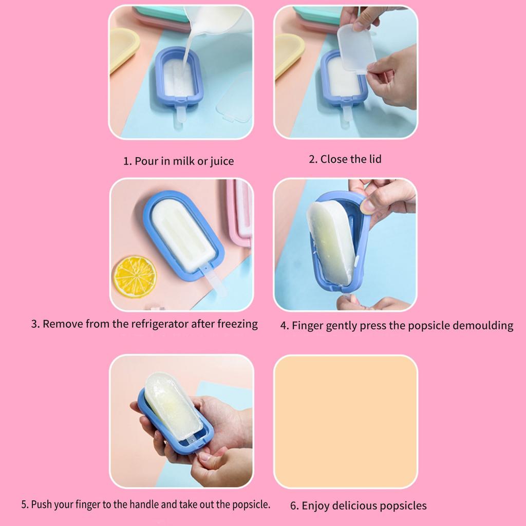 Pack Of 4 Food Grade Silicone Ice Lolly Maker with Stick Dishwasher Safe Ice Cream Moulds Popsicles Making Molds