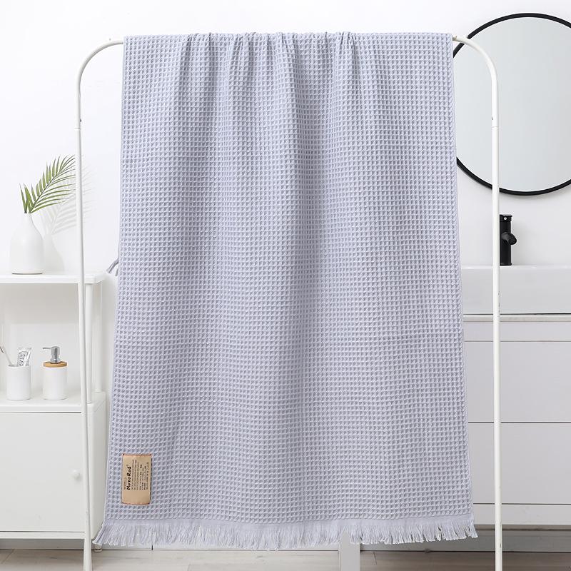 Pure Cotton 90x180 Waffle Weave Tassel Bath & Beach Towel Shawl - Honeycomb Design, No Shed Gauze.
