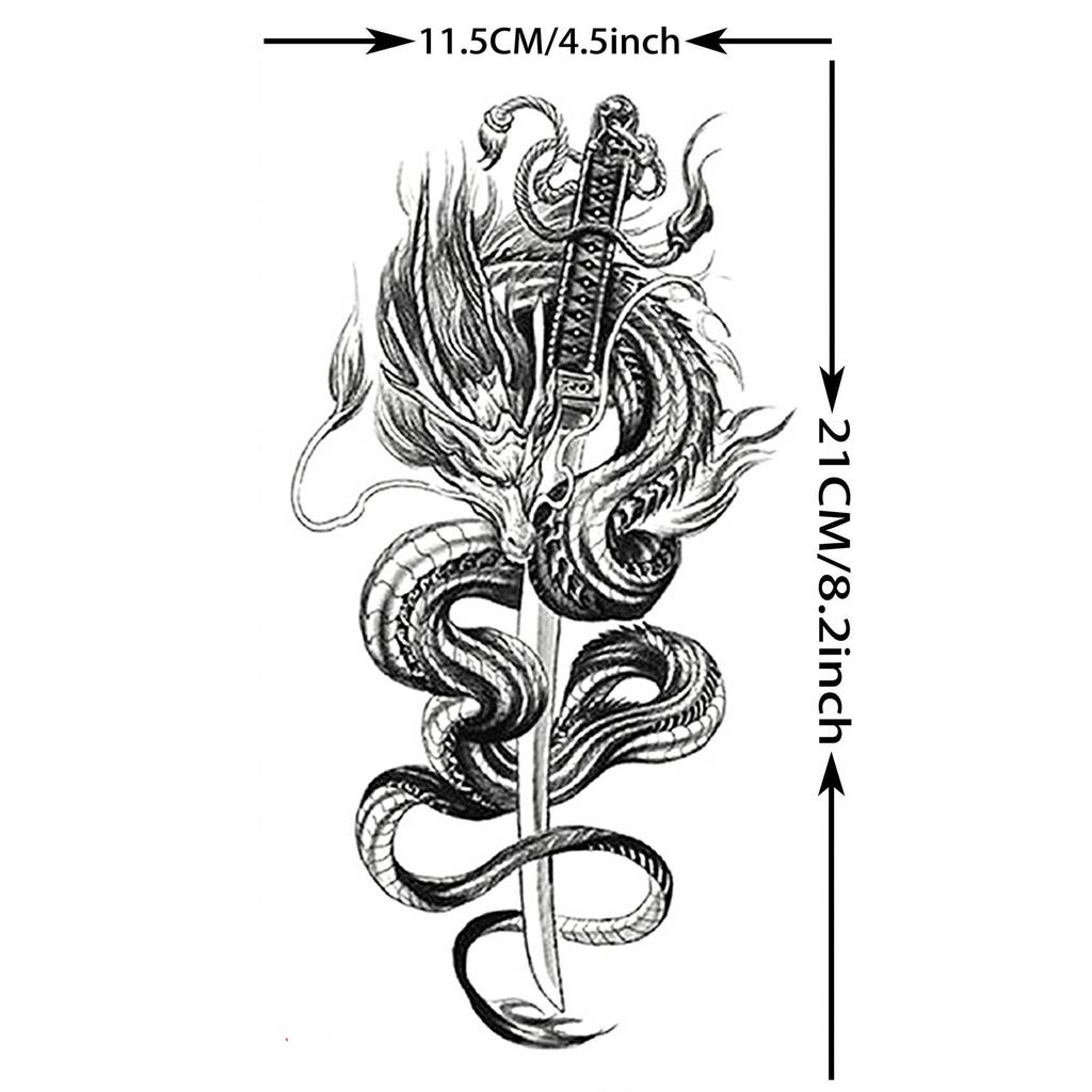 1 Sheet Dragon Temporary Tattoos For Men Women Water Transfer Tattoo Sticker Self Adhesive High Quality Fake Tatoo Arm Forearm