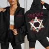 Flowers Wreath Art Letter Printed Women Zipper Hoodie Harajuku Fleece Hoody  Autumn Clothings Vintage Loose Streetwear