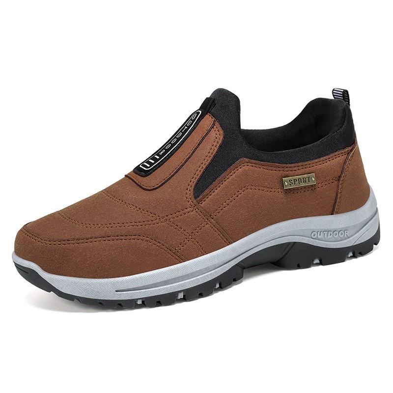 Mens Wide Width Slip-On Casual Shoes Breathable PU Leather Flat Sole Outdoor Leisure Footwear