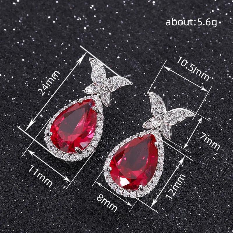 Exquisite Female Earring  Sterling Silver Butterfly Droplet Shaped Zircon Earrings for Women Fashion Statement Bijoux
