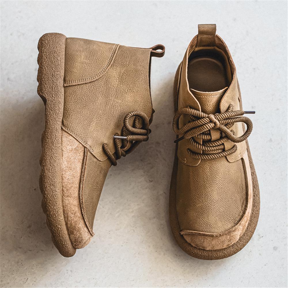 Casual Leather Shoes 2025 Winter New Low Cut Frosted Leather Oversized Shoes Size 46 Soft Leather Men's Shoes