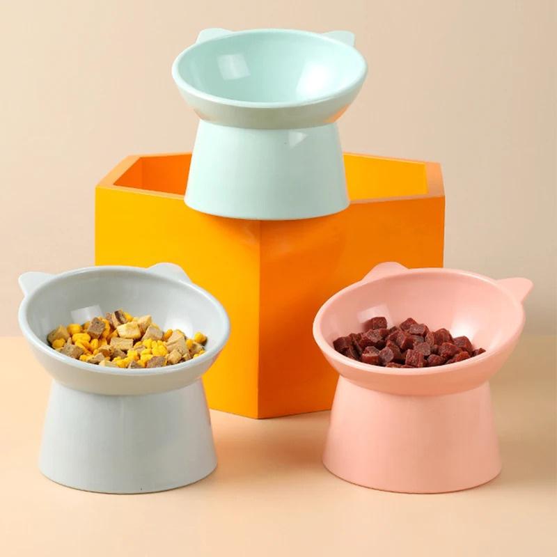 Raised Tilted Pet Food Bowl Plastic Cat Dog Feeding Bowl With Wide Rim And Stable Base For Daily Dry Food And Water Use For Home Pet Feeding Areas
