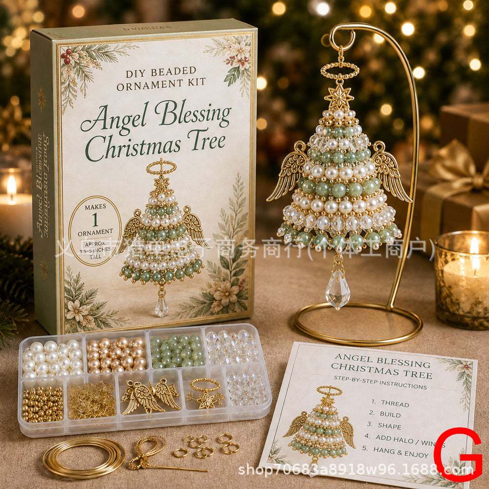 Kit fai da te per ornamento dell'albero di Natale con perline Set artigianale festivo scintillante fatto a mano con perline, filo e strumenti per il divertimento in famiglia