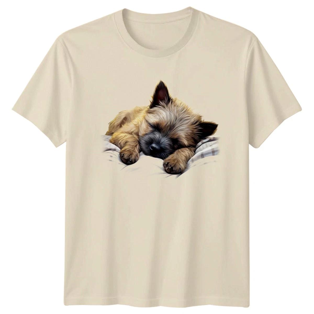 Sleeping Puppy Dogs Animals Mens T-Shirt Womens Tee Graphic Unisex Top -a L