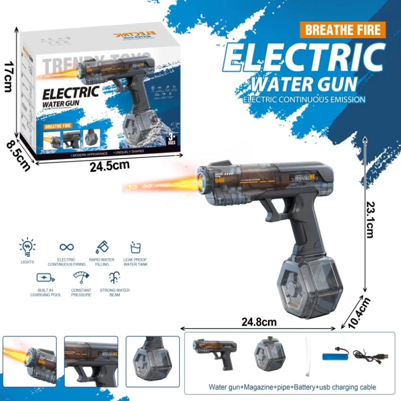Summer Outdoor Electric Water Gun With Flash Light Rechargeable Battery Powered Children Automatic Water Spray Gun Toys For Kids