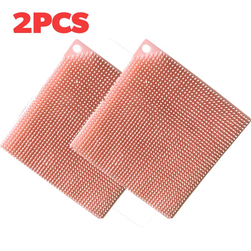 2Pcs Thickened Silicone Cleaning Brush Kitchen Dishwashing Cleaning Brushes Pot Pan Sponge Scrubber Fruit Vegetable Cleaner New
