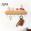 Multi Purpose Wall Mount Rack Key Holder with 6 Hooks, Solid Wood Entryway Organizer Rack, Decorative Hooks for Home Mounted Space Saving Hook